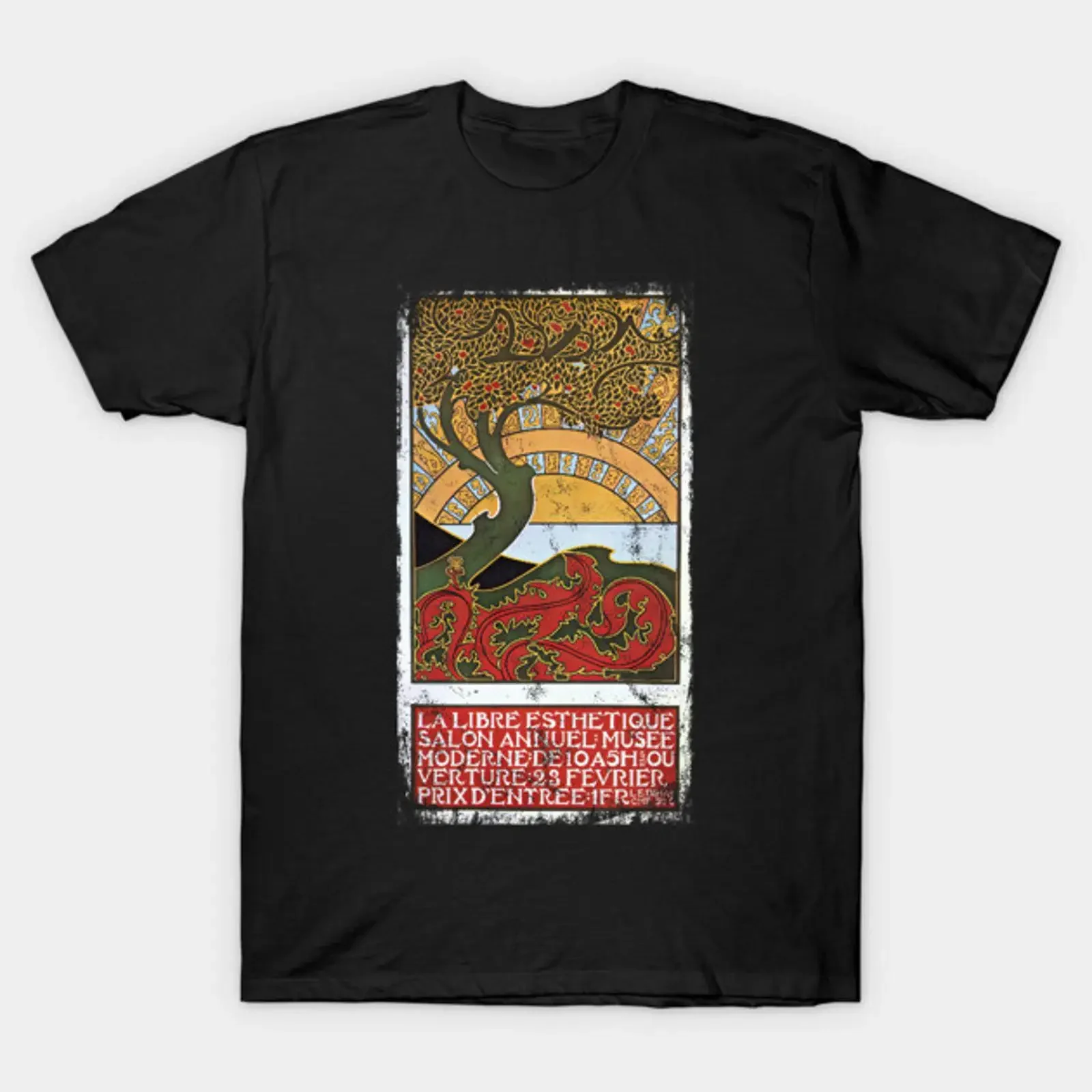 Art Nouveau Tree Of Life Paul Berthon Alphonse Mucha Vintage Fantasy T Shirt vintage Washed Unisex homme Stylish Soft graphic