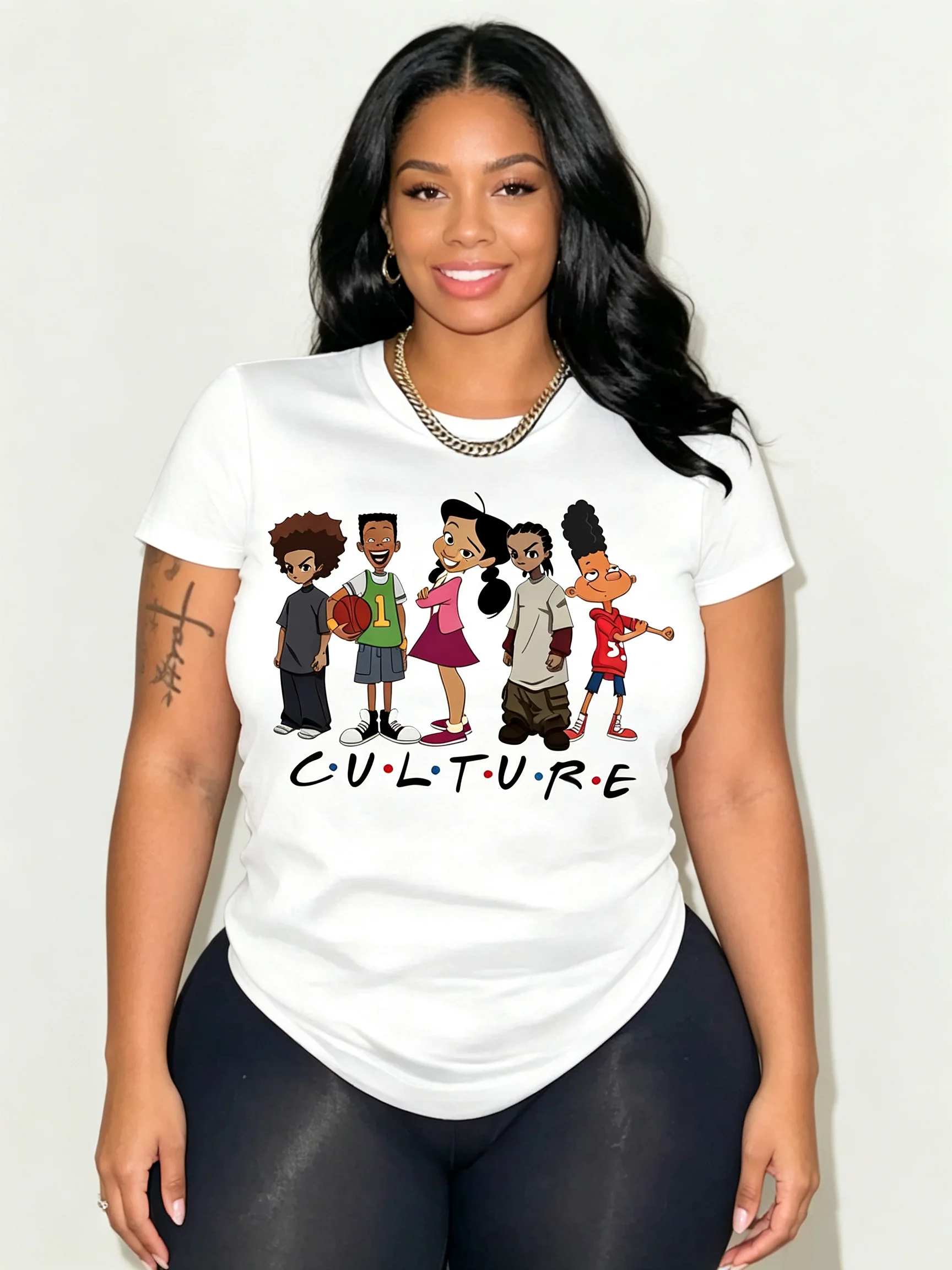 Plus-size Printed T-shirt, Women's Simple and Stylish Regular Casual T-shirt, Suitable for All Seasons.