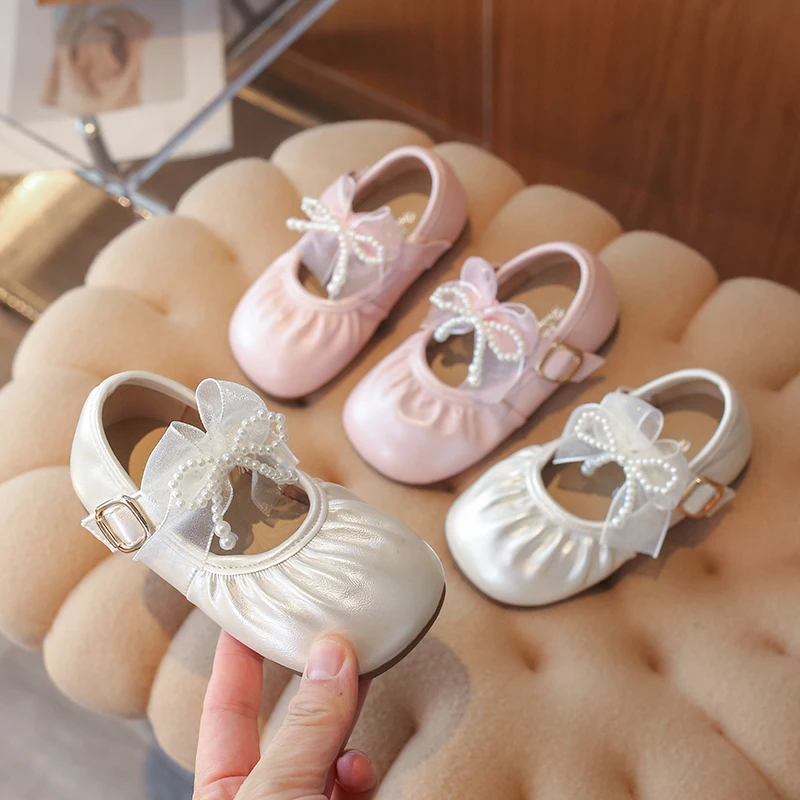 

Детские туфли для девочек «Принцесса» с милым бантом, новинка 2026 года, весенние балетки для малышей, мягкая подошва, классические элегантные туфли Мэри Джейн для босоножного ходьбы