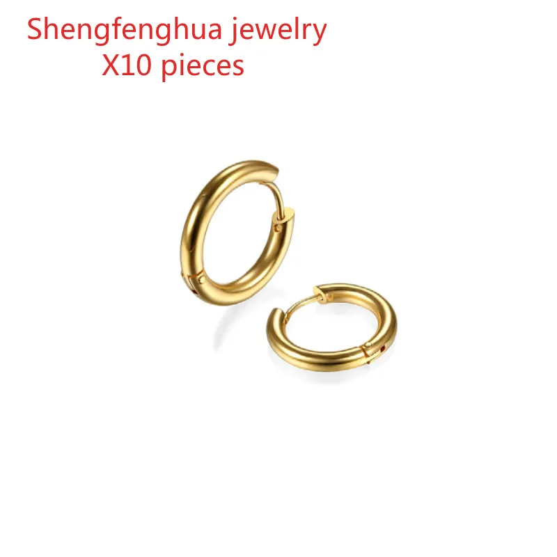 Free shipping 10pcs 316 stainless steel earrings, circle  Europe, America, simple fashion 2.0 coil ear buckle jewelry manufactur