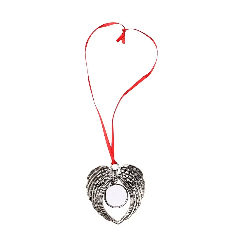 Heat Sublimation Blank Christmas Angel Wing Shape Ornament New Xmas Tree Decor Pendant for Transfer Diy Printing Logo Gift