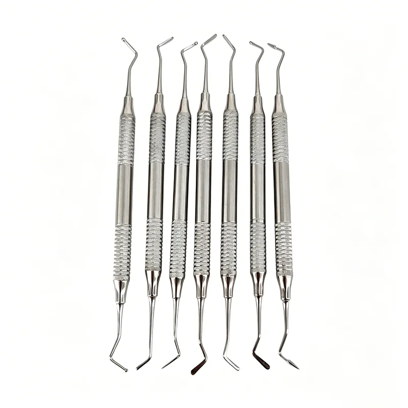 7PCS/Set Dental Composite Resin Filling Kit Thin Handle Spatula Titanium Plated Head Filler Restoration Dentist Instrument