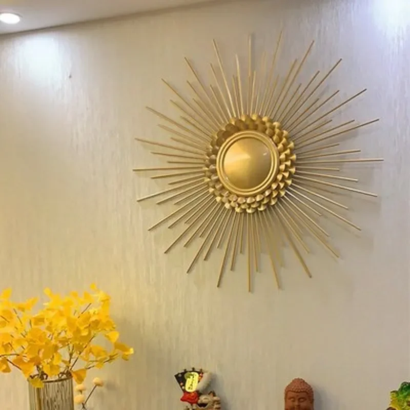 Sunflower Metal Wall Art Wrought Iron Hollow Hanging Decor for Living Room Dining Room Background Wall Decoration Pendant