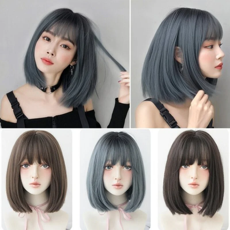 

Womens Wig Short Straight Hair Wigs Party Cosplay Girl Fashion Full Wig+Wig Cap