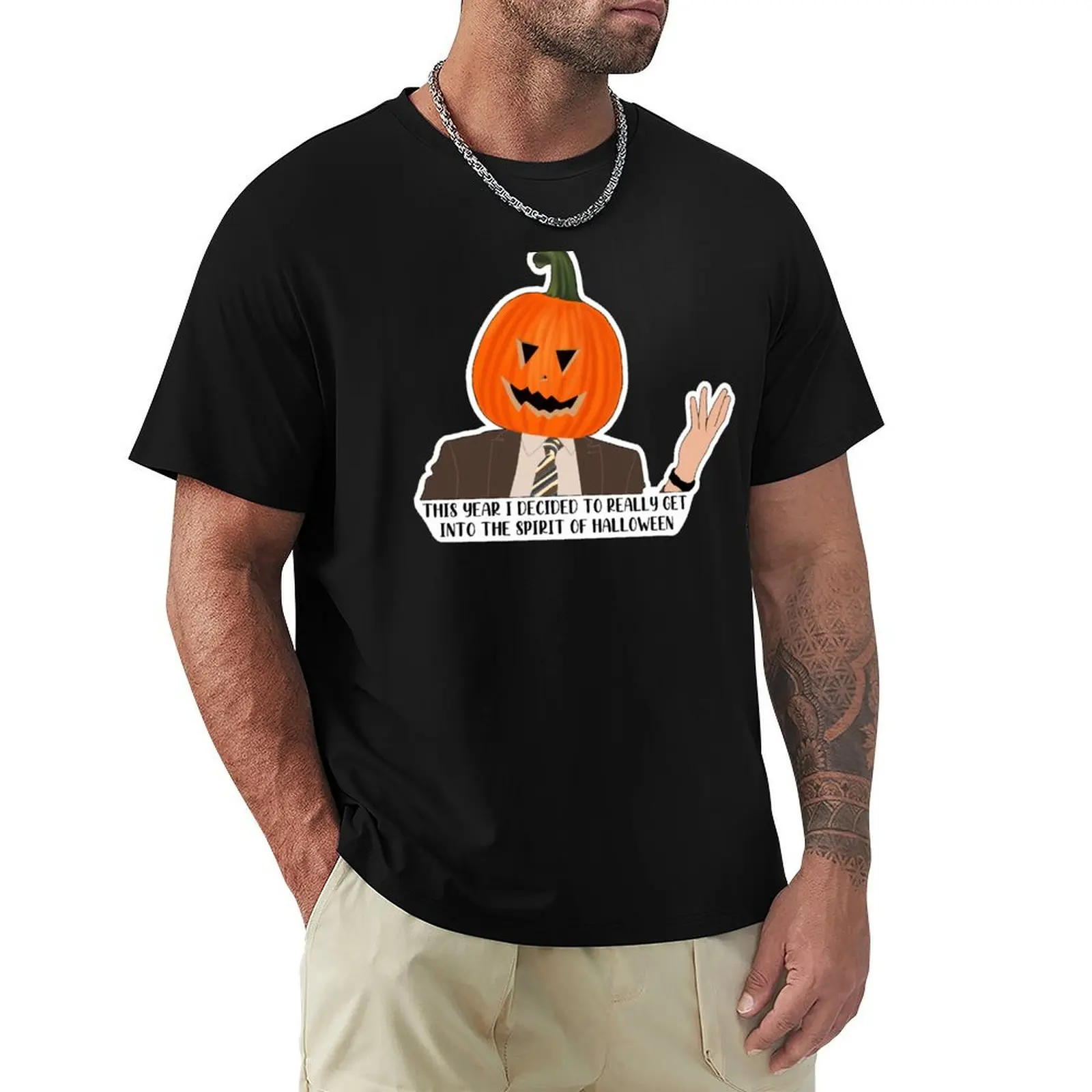 This year I decided to really get into the spirit of halloween T-Shirt Plus Size Basic Cotton T-Shirt