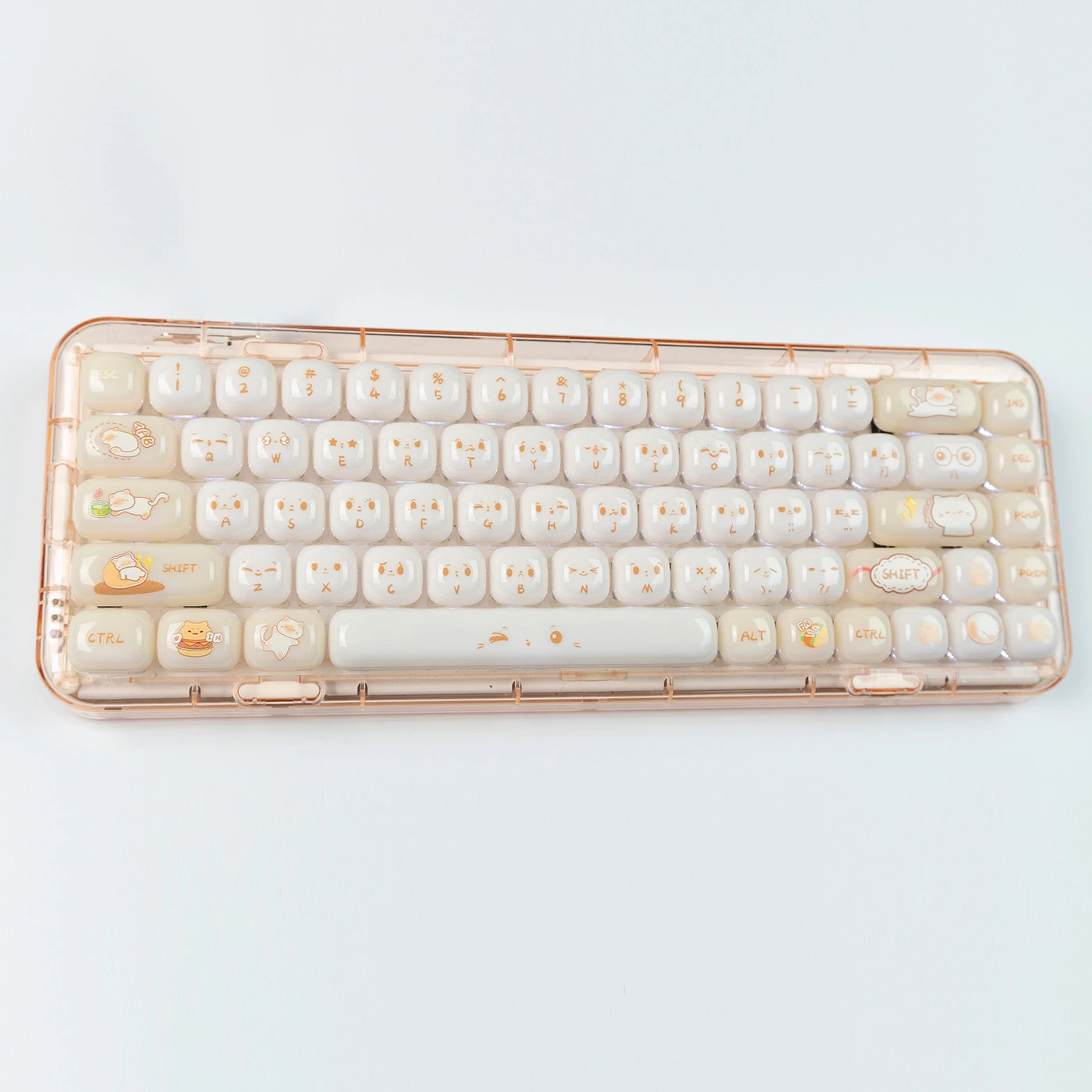 Bag Cat Keycaps Jade Fat Jelly 122 Keys PBT+PC Material MOG Profile Rounded Keycaps DYE-SUB For MX Switch Mechanical Keyboard