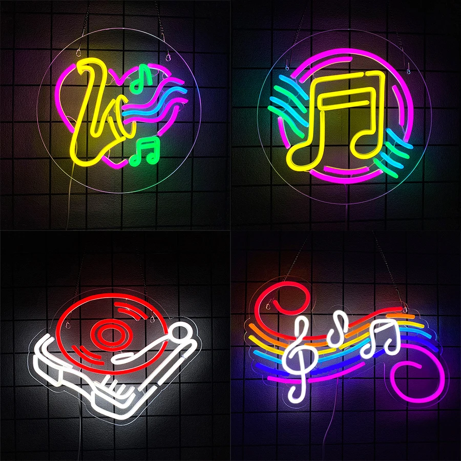 Music Series Neon Sign For Wall Decor,Led Neon Light For Bedroom,Living Room,Concert,Studio,Party,Record Store,Gift For Friends