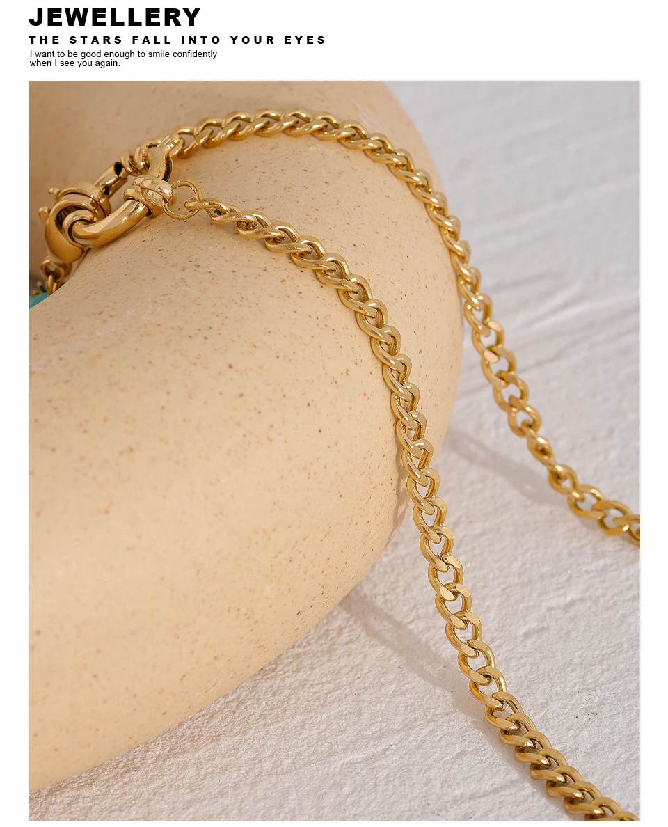 Yhpup Edelstahl Blauer Naturstein Sternkette Kragen Halskette Wasserdichter Schmuck Zarter Charm Collier für Frauen – Detail 12