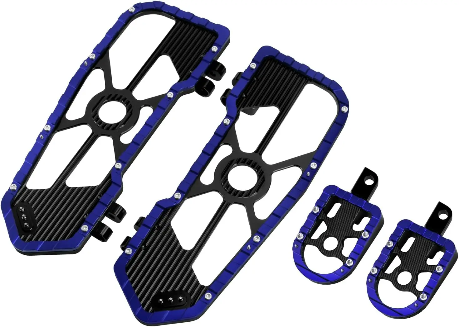 Driver Passenger Floorboards Wide Blue Edge Fit Harley Touring Electra Glide Road Glide Street Glide Road King Softail