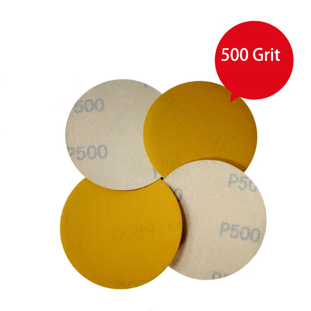 3Inch 75mm Flocking Disc Sandpaper Self-adhesive Round Sand Paper Polished Sandpaper Yellow Dry Sandpaper 80/180/240/320/500Grit