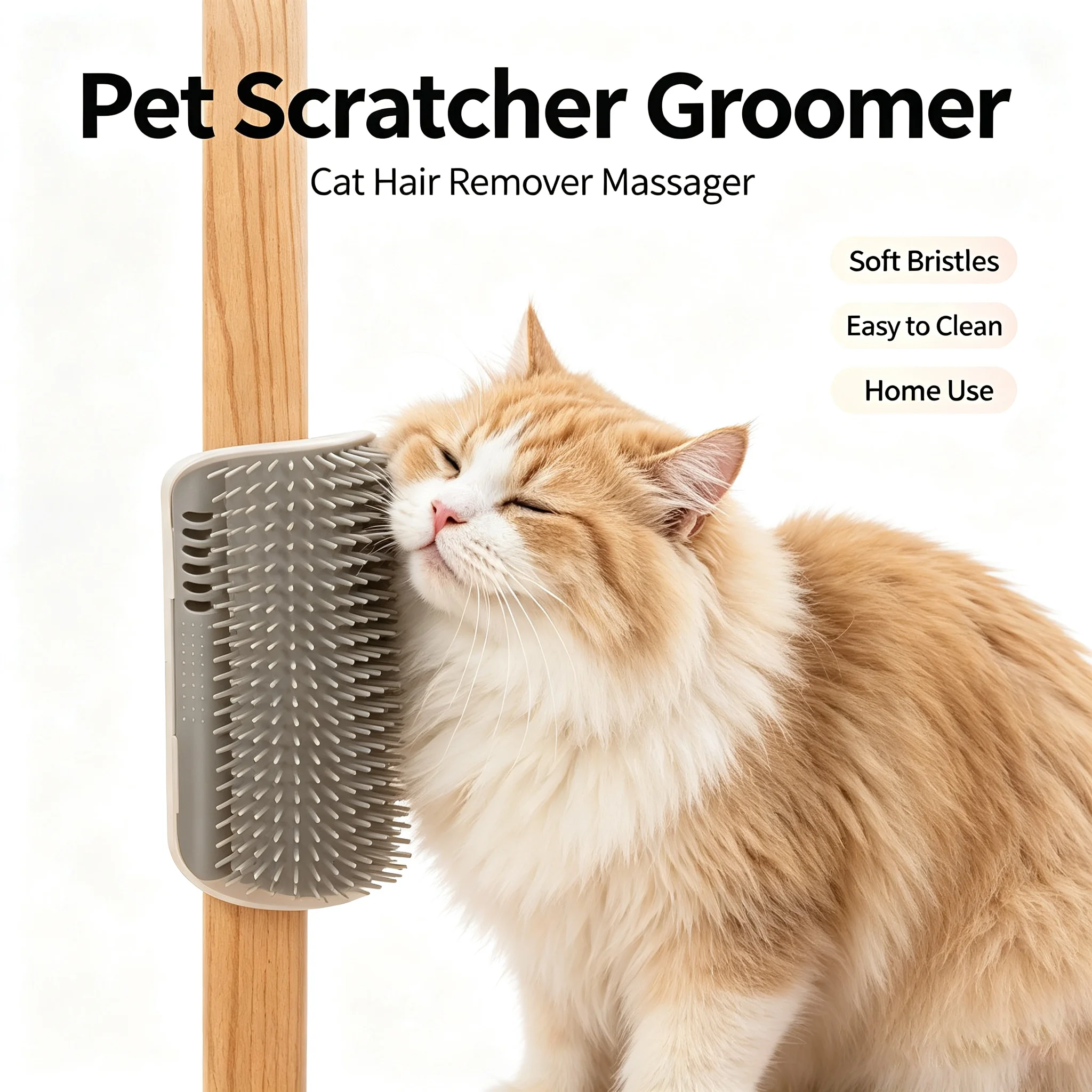 Cat Self Groomer Wall Corner Brush, Removable Hair Collection Design Pet Scratching Massager, Hair Removal Comb for Pet Cats