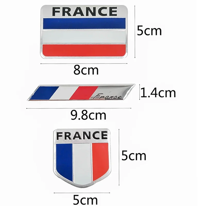 ثلاثية الأبعاد الألومنيوم فرنسا العلم سيارة ملصق اكسسوارات ملصقات لرينو بيجو سيتروين كروز شيفروليه فورد فوكس VW جولف بنز BMW
