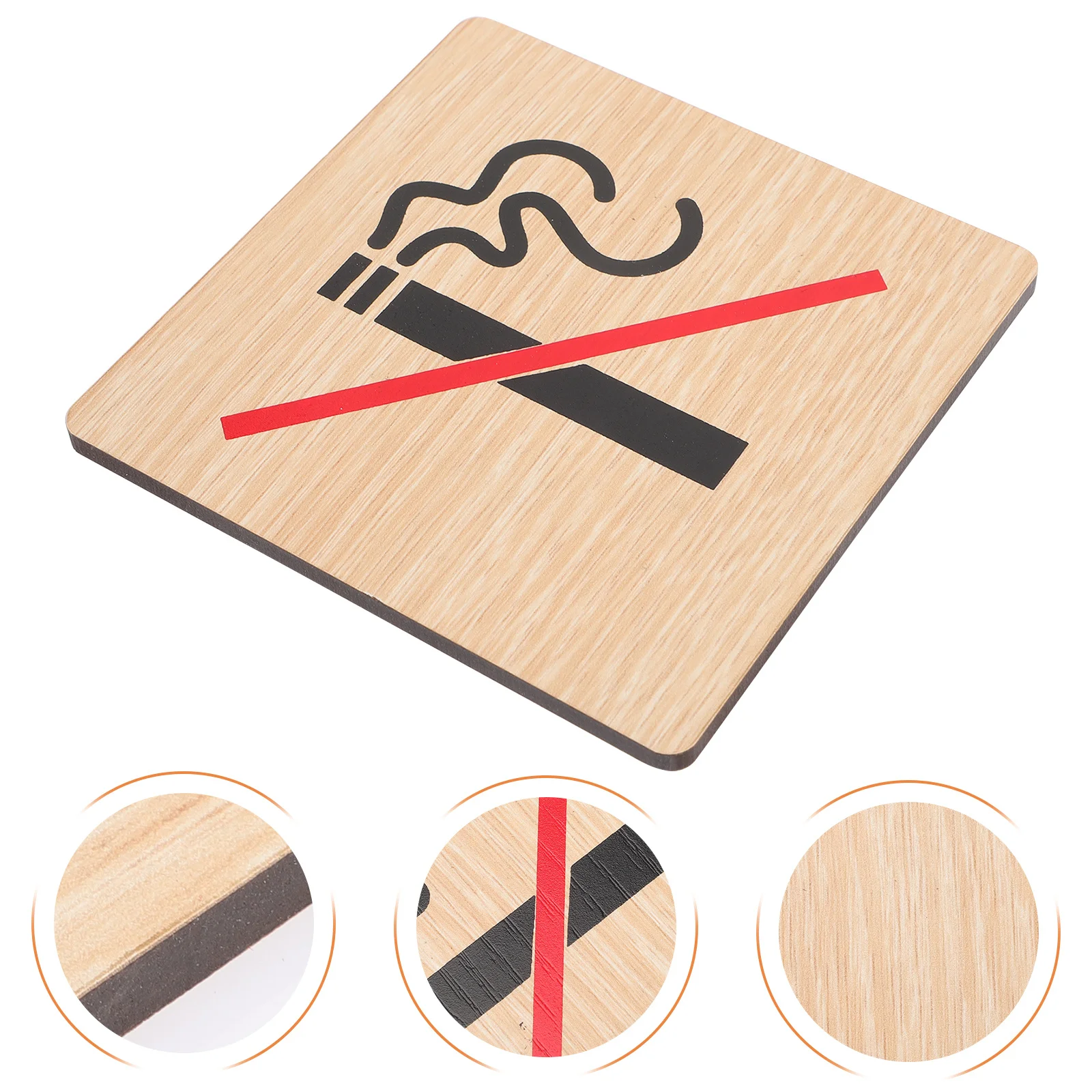 

4pcs No Smoking Signboards Wood Warning Signs For Hotel Restaurant Office Public Place Rectangular Wall Indicator Traffic Safety