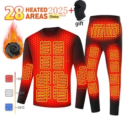 Heated Underwear Women Men Winter Ski Thermal Underwear 28 Areas USB Heated Jacket Men Winter Sports Electric Heated Equipment