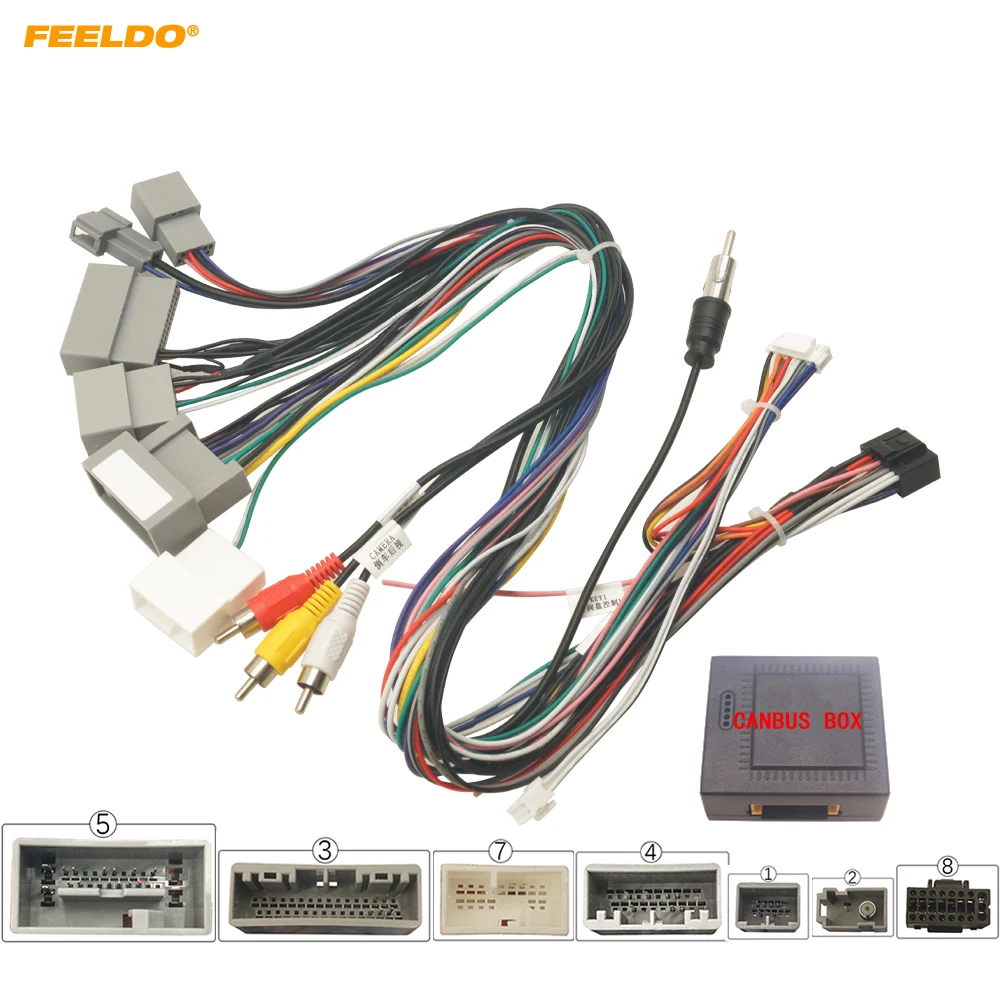 FEELDO Car Audio 16pin Wiring Harness Wire cable With Canbus Box For Honda Elysion 2012/2015 Stereo Installation Wire Adapter