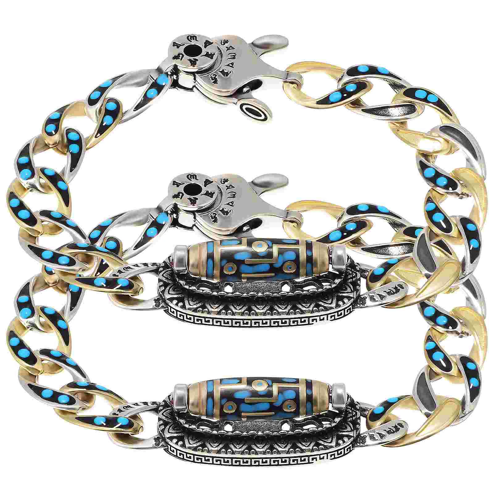 

2 Pcs Wrist Bracelet Chain Link Waist Bracelets Aesthetic Tibetan Women for Dzi Bead Artificial