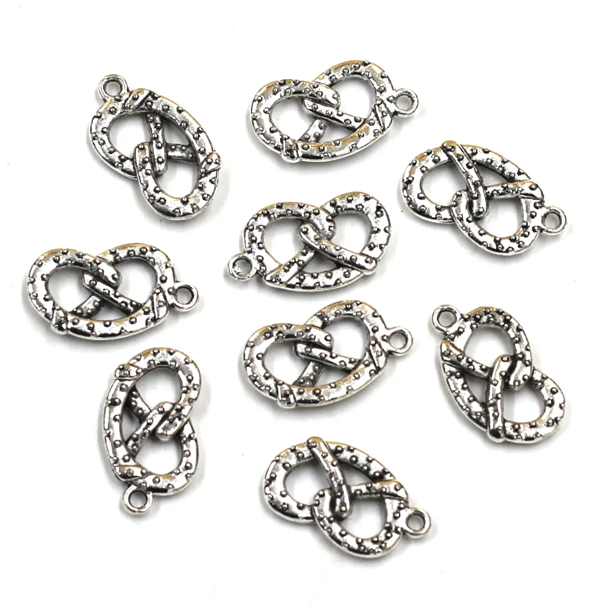 

Silver Tone Snacks Pretzels Butterfly Crispy Cake Pendants For Charm Bracelets Jewelry DIY Making Supplies Charms 23x13mm