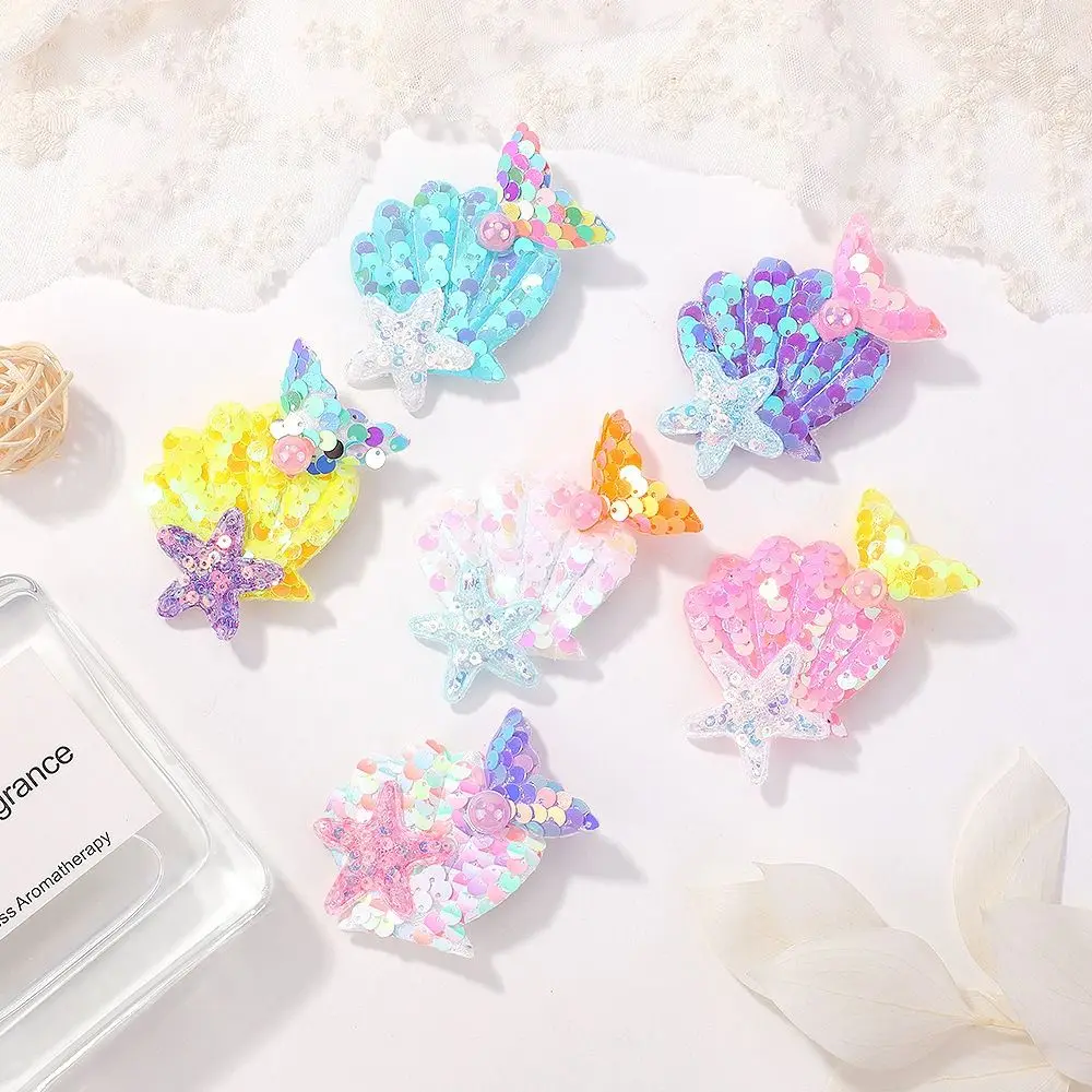 New Cute Hair Clip Colorful Sequin Mermaid Princess Hairpin Shells Pearl Starfish Sweet Headwear