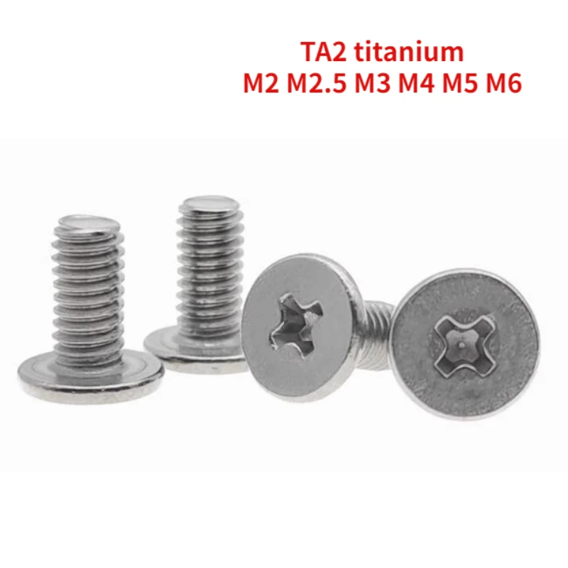 

10/20pcs M2 M2.5 M3 M4 M5 M6 TA2 Pure Titanium Cross Flat Head Screw CM Ultra-thin Head Screw Thread Length 4mm-50mm