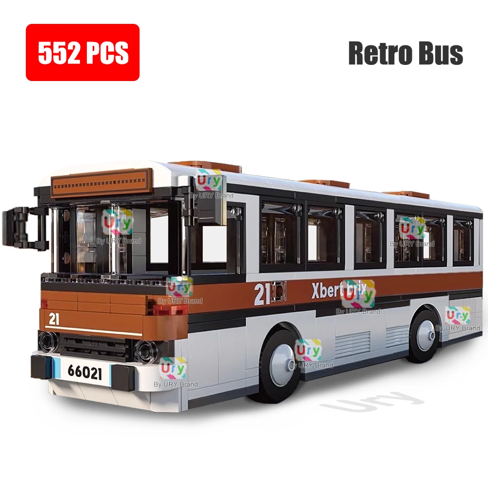 

City Traffic Car Autumn Suburban Bus Passenger Tourist Sightseeing Decker Public Set Model Building Blocks DIY Toys for Boy Gift