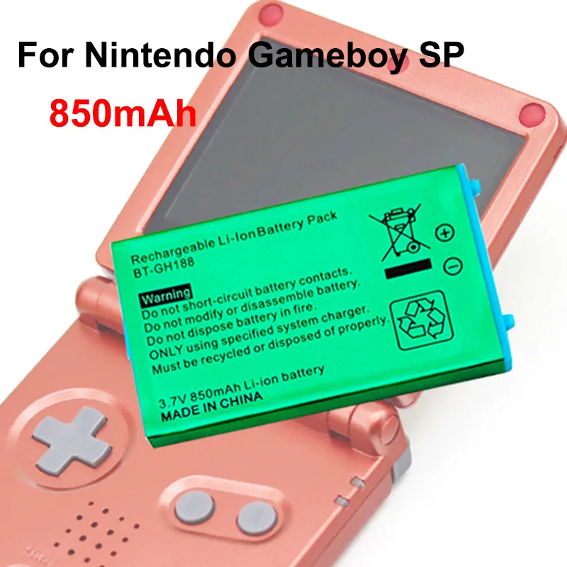 

for Nintendo Gameboy SP battery 3.7V rechargeable 850mAh lithium battery for Nintendo GBASP GameBoy Advance GBA SP