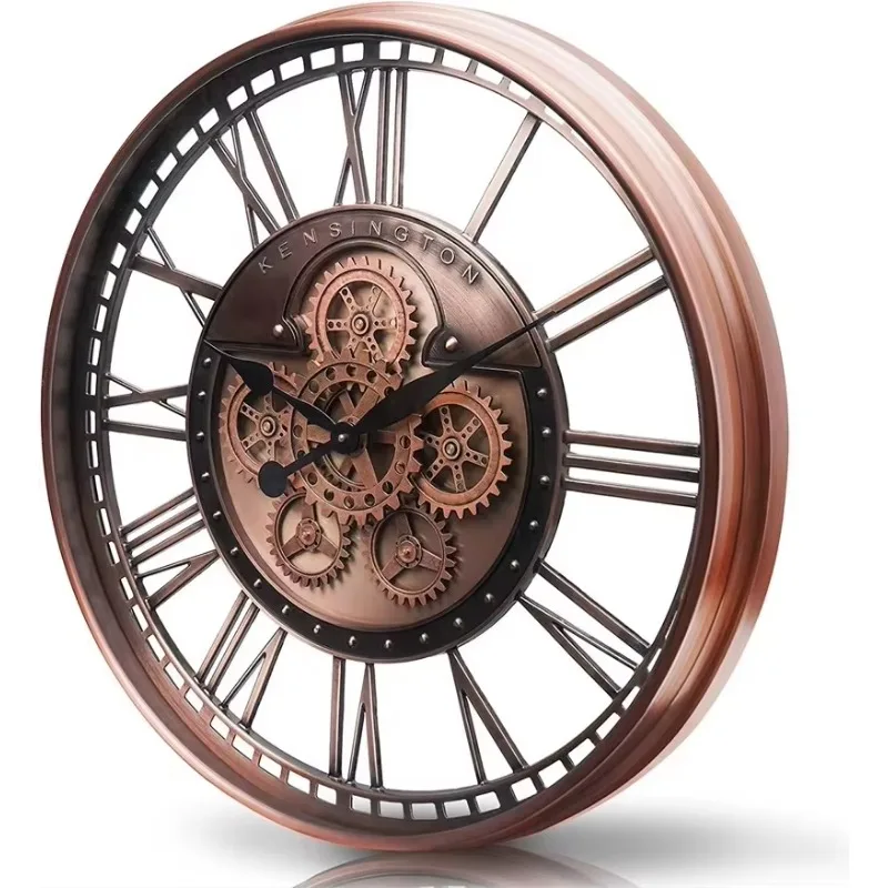 2026 Hot Sale  Modern Gear Clock for Living Room - Antique Style Metal ABS Single Sided Vintage Art Deco Design Battery