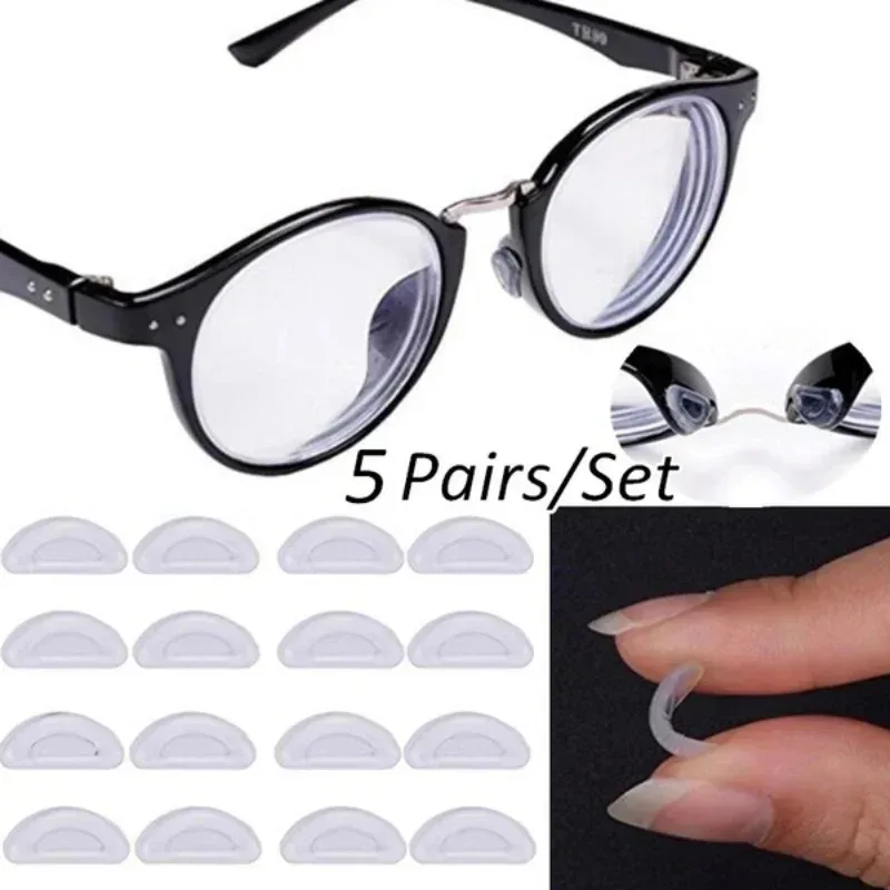 5-20PairsSilicone Glasses Nose Pads Invisible Non-Slip Soft Nose Pads Self Adhesive Nose Holder Sticker Pads Eyewear Accessories