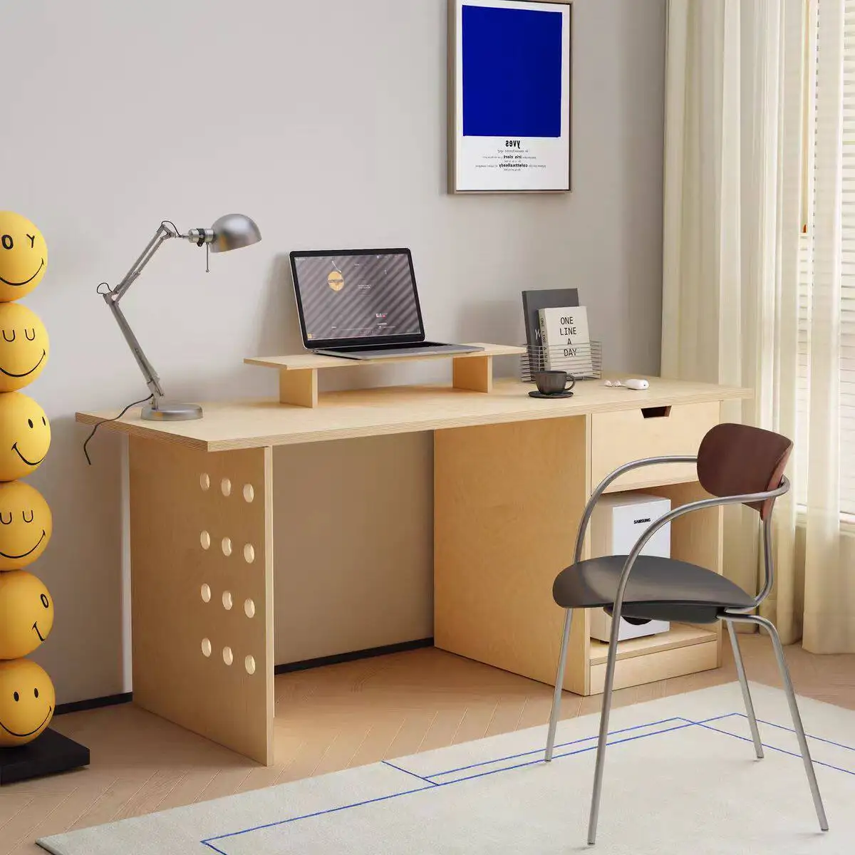 HYS Modern Simple Desk Computer Desk Birch Ocean Board Table Long Learning Table Large Board Workbench Desk