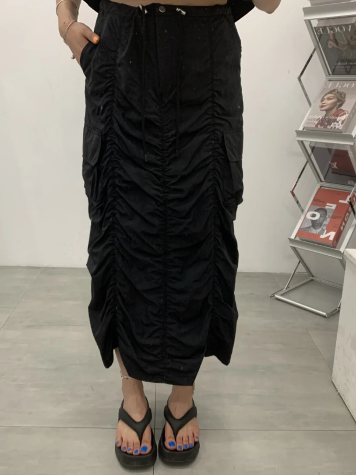 Chic Vintage Casual Women's  Skirt Pleated Asymmetrical Design Spring Autumn Winter Regular Fit Chinese Brand