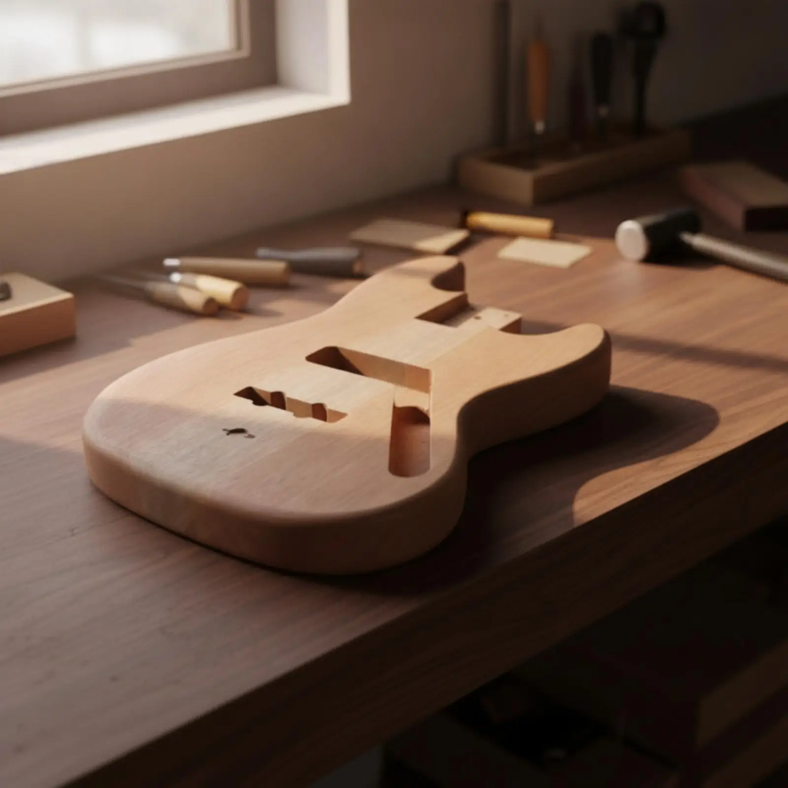 Okoume Electric Bass Body Pre-pre-cut Solid Jazz Bass Blank for DIY Custom Guitar Project Luthiers