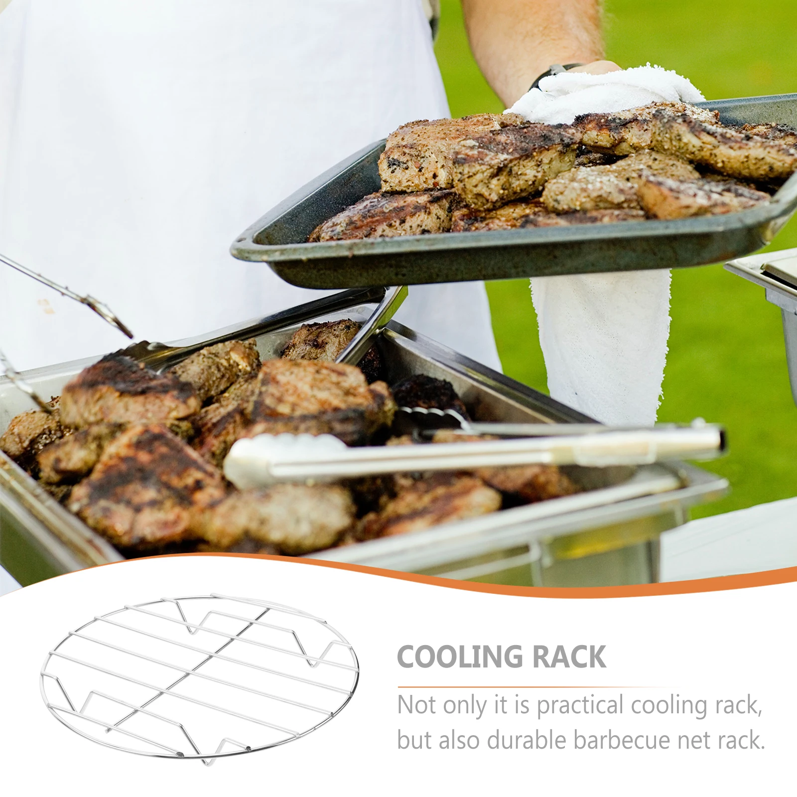

2Pcs Stainless Steel BBQ Grill Racks Round Meat Fish Pizza Baking Rack Lightweight Kitchen Bar