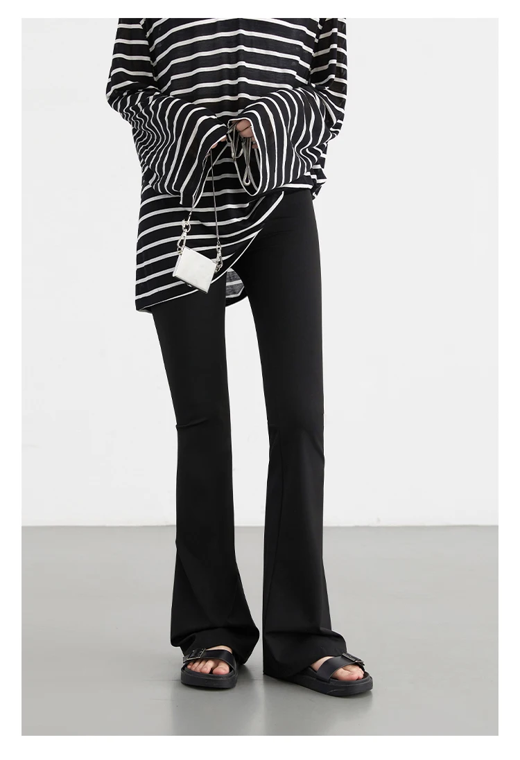 CHIC VEN Women Long Pants Slim New High Waisted Elastic Casual Pant Female Black Flared Trousers Yoga Clothing Autumn 2026