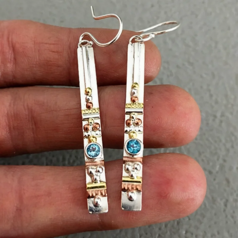 Böhmischer Stil Einzigartige Blaue Muster Lange Hängeohrringe für Frauen Mode Vintage-Design Urlaub Festival Schmuck Accessoires