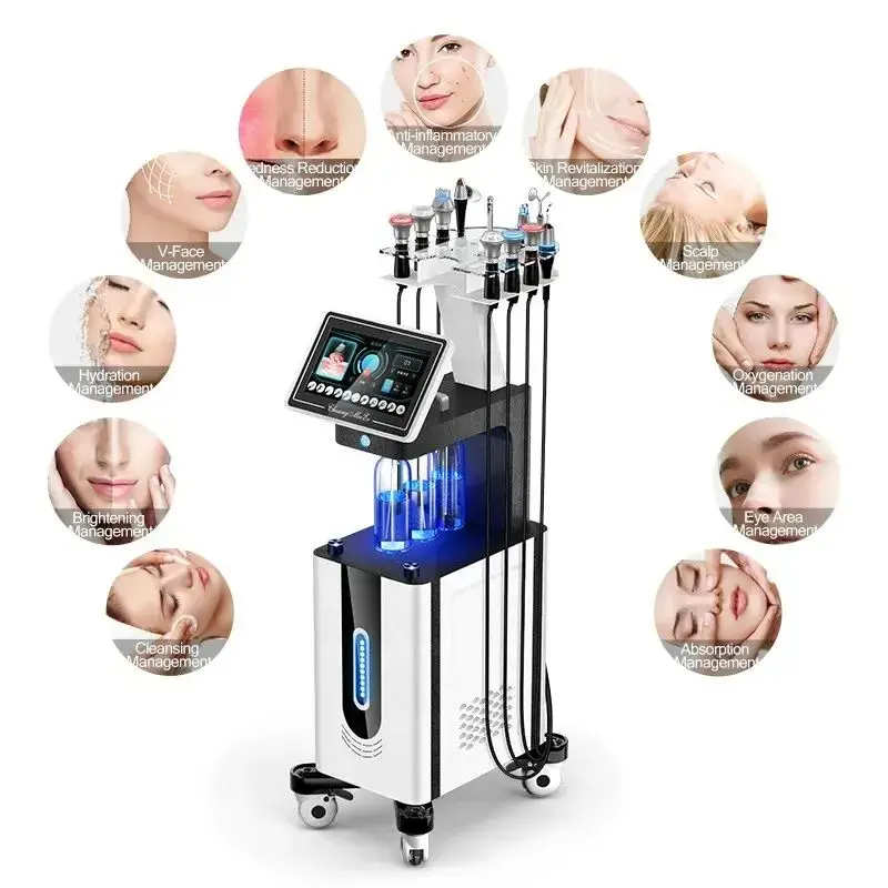 Hydrodermabrasion Oxygen Jet Facial Machine for Spa Salon, Pure Water Oxygen, RF ultrasound, 11 in 1