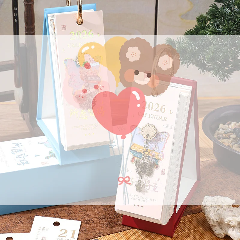 

Настольный календарь на 2026 год с переплетом золотого кольца, 365-дневная винтажная картина маслом, вдохновляющие цитаты, односторонняя страница, ежедневник