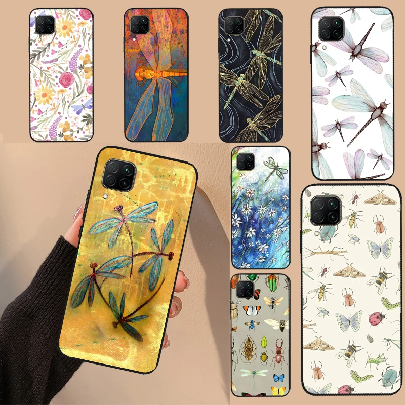 Dragonfly Insect Pattern For Huawei P30 P40 P20 Lite P60 Pro P Smart Nova 9 10 SE 5T 7i 8i 11i Y60 Y61 Y70 Y90 Case