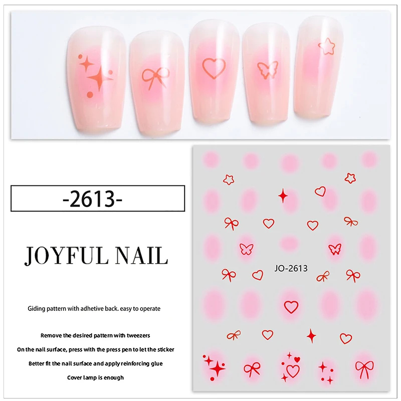 Candy Color Gradient Love Bow Shape Nail Sticker Enhancement Adhesive Stereoscopic Personality Nail Salon DIY