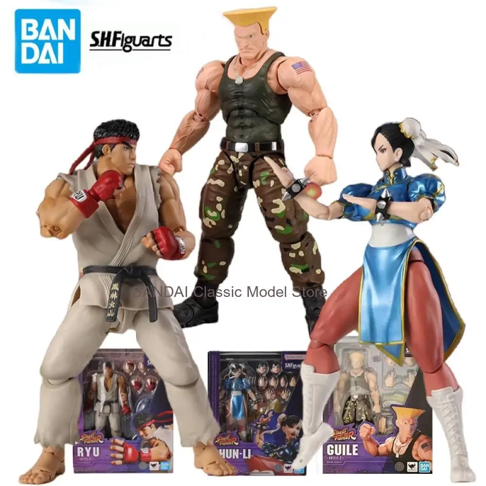 

Bandai SHF Ryu Action Figure Chun-li Outfit 2 Street Fighter Anime Figure GUILE Collection Model Toys for Boys Gift