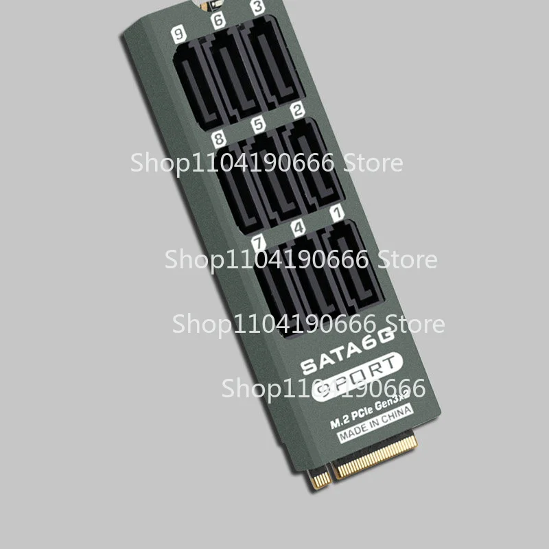 XXX   For M.2 PCIe NVMe M‑Key To 6/8/9 Ports SATA Expansion Card Hard Disk Adapter For NAS Storage