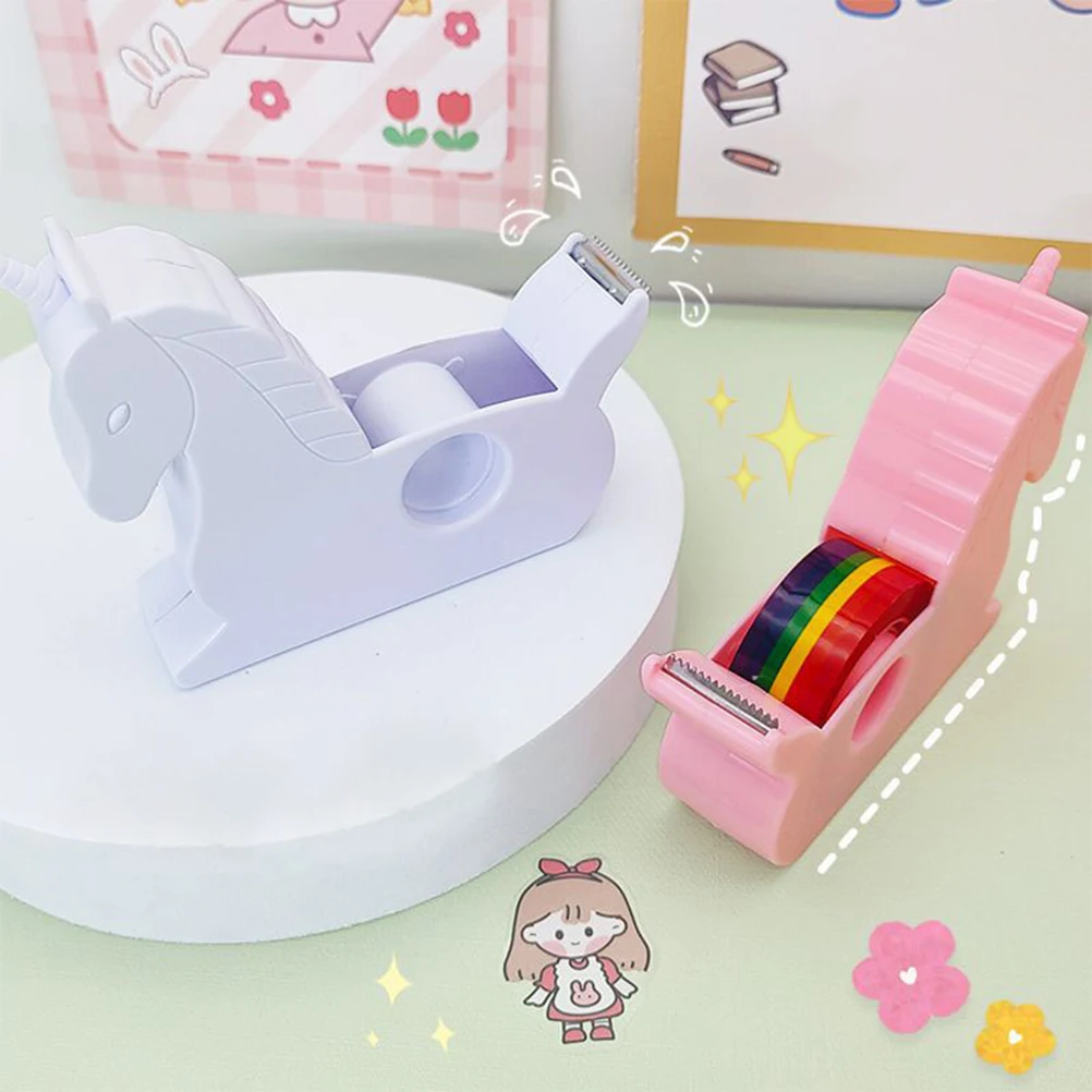

2Pcs Tape Dispenser Cute Shaped Stainless Steel PP PVC Material Smooth Edge Portable Desk Office School Supplies Kawaii