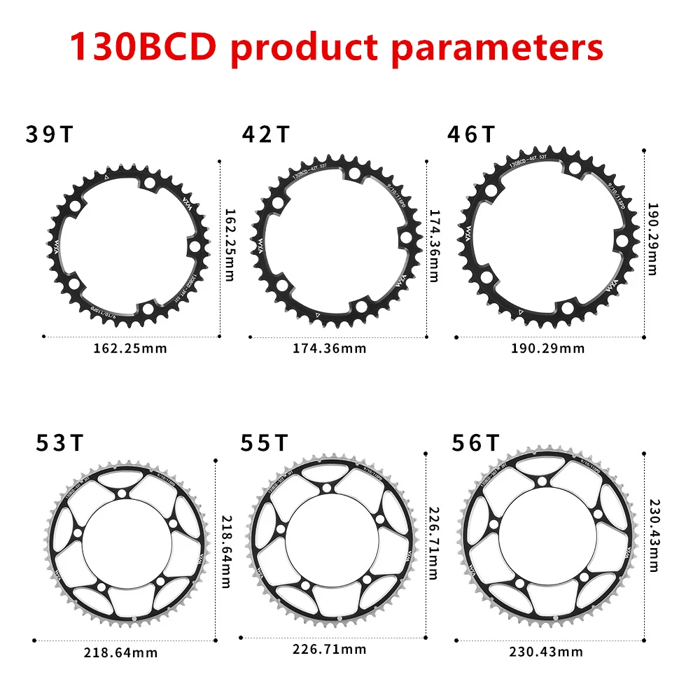 VXM Variable Speed 110BCD&130BCD Double Chain Crank Set Highway Bicycle, 34T-50T 36T-52T 39T-53T 42T-55T-46T-56T sprocket Bike