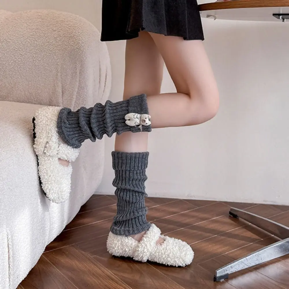 

Rabbit Y2K Horse Leg Warmers Cartoon Foot Warmer Knit Bear Bow Leggings Winter Autumn Sweet Knee High Socks Girl
