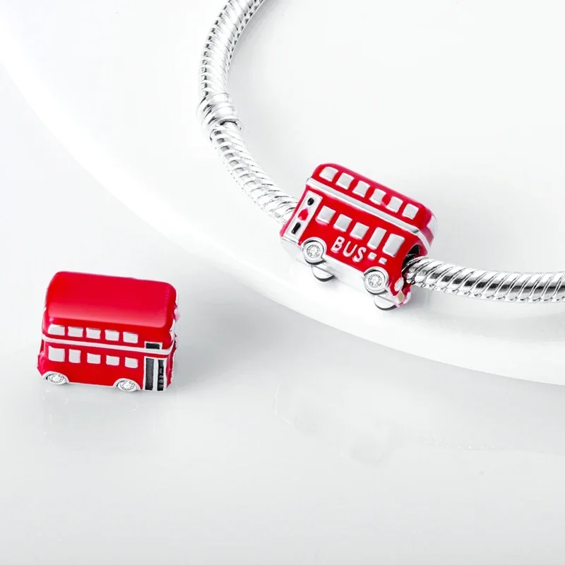 Bus Camera Globe High Heel Dangle Silver Plated Beads Original Charms Fit Bracelets Bag Keychain Charms Diy Women Gift Accessory