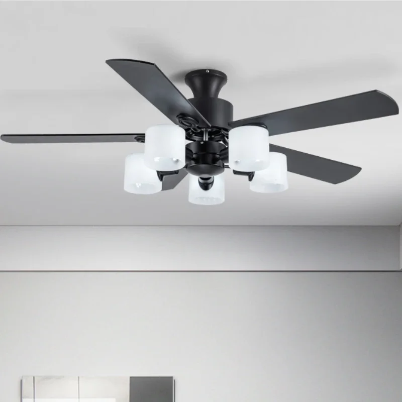 Modern Minimalist Ceiling Fans With Led Lights For Living Dining Room Bedroom Indoor Remote Control 5-Blade Fan Pendant Light