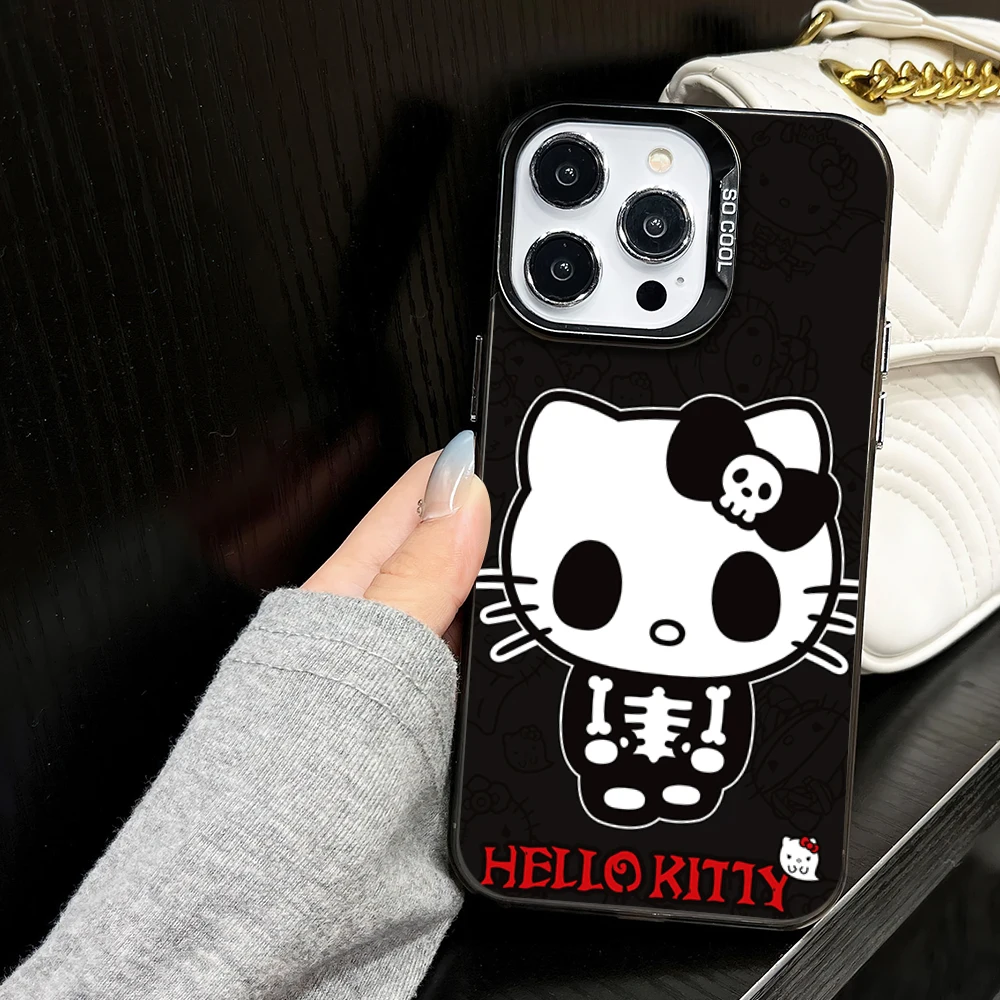 MINISO Halloween H-HelloKitty Cool Cute Phone Case for iPhone 16 12 13 14 15 11 Max Pro Plus Laser IMD Color Shell