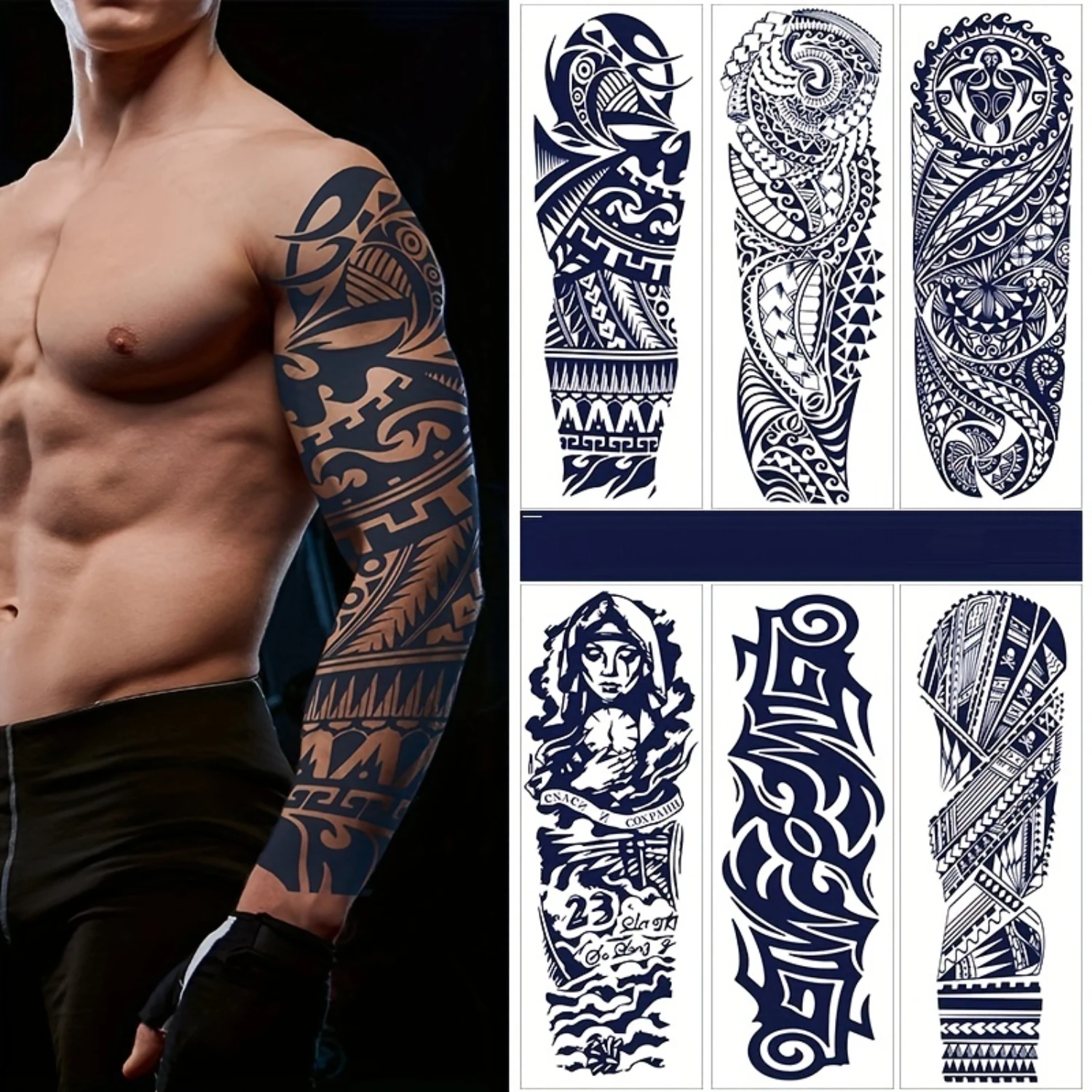 Autocollants de tatouage imperméables pour hommes et femmes, 15 jours, bras complets, conception classique de poulet