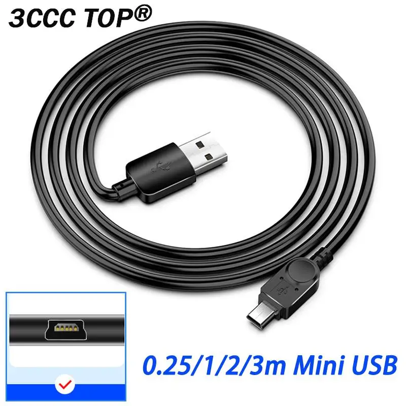 0.25/1/2/3M Mini USB Cable Mini USB To USB T Fast Data Charger Cable For MP3 MP4 Player Car DVR GPS Digital Camera HDD Universal