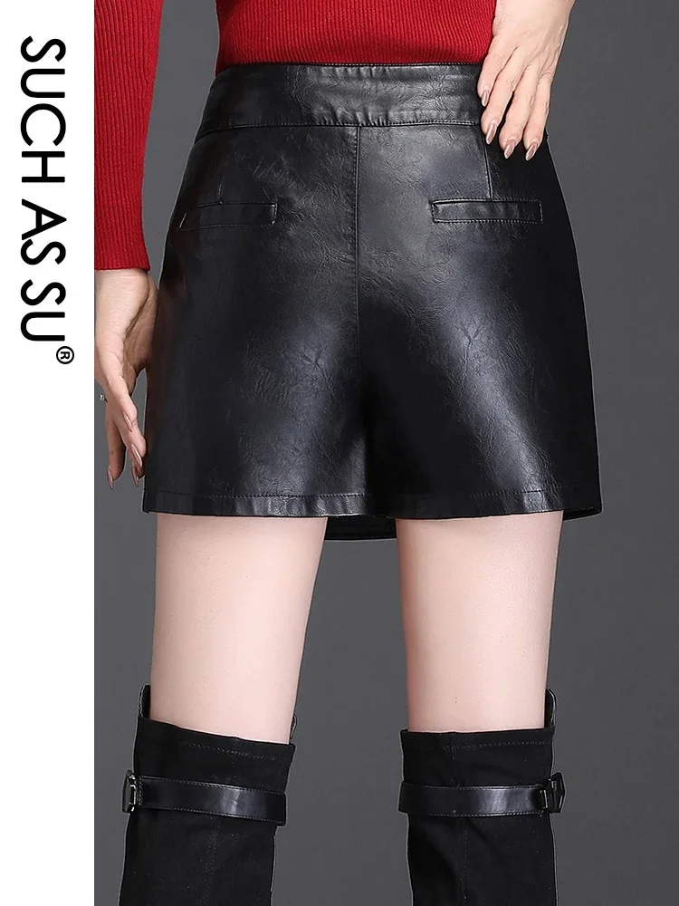 Taille haute en cuir Shorts Jupes Mode taupe ation Travail Crayon Mini Shorts Jupes Taille S-3XL Noir Bouton Shorts Femme