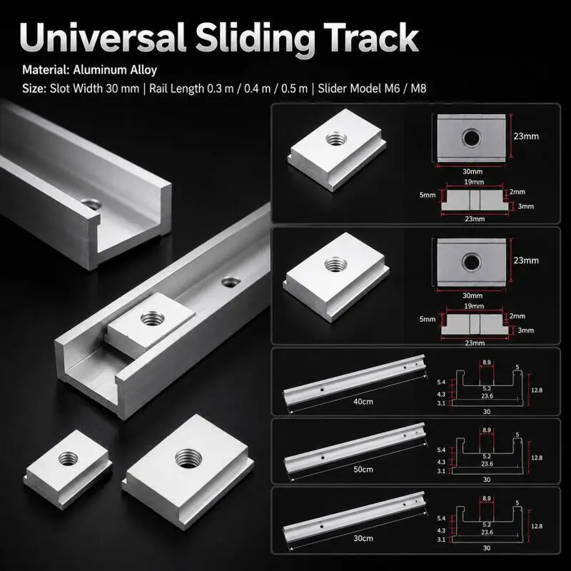 T-Slot Track Aluminum 30/40/50cm Miter Track Jig Fixture T-Track Rail for Woodworking Slide Guide