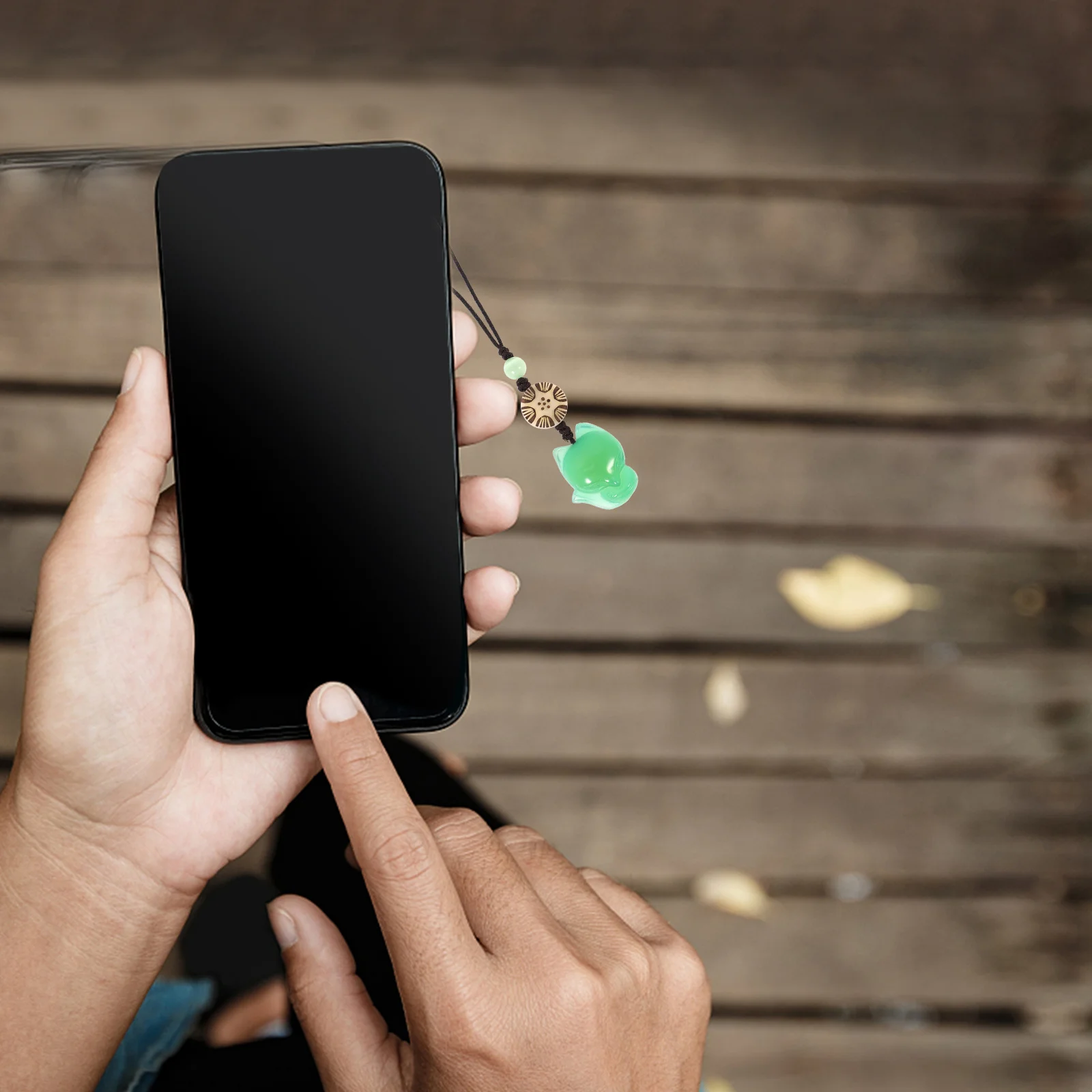 

2 pcs Jade Fox Shape Pendant Keychain Accessories Cute Phone Bag Charms Light Weight Durable Small Size Decorative Jewelry Cell